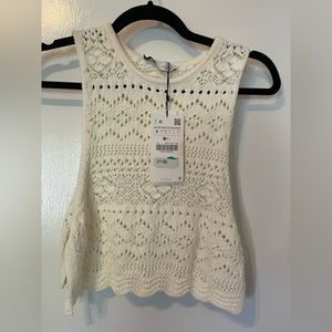 ZARA Crochet White Tank Top